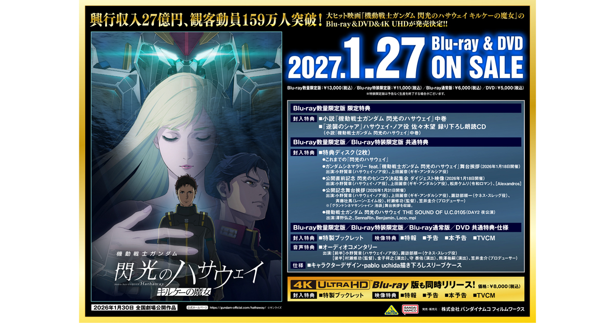 機動戦士ガンダム 閃光のハサウェイ キルケーの魔女』Blu-ray店舗別
